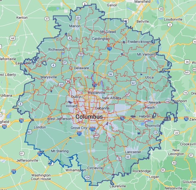 Columbus Service Areas Map