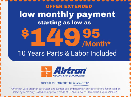 OFFER EXTENDED - low monthly payment starting as low as $149.95 per month, 10 years parts & labor included