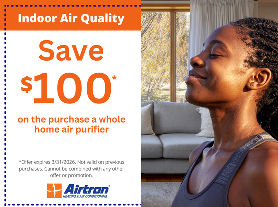 Airtron coupon for $100 off a whole-house indoor air purifier
