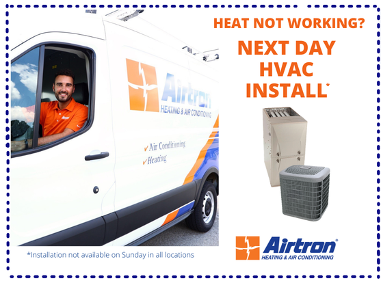 Airtron provides next day installation of replacement HVAC systems