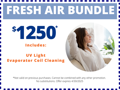 Fresh air bundle with UV light air purifier and coil cleansing