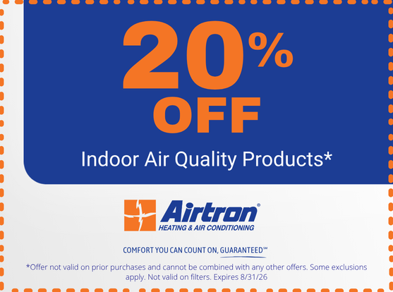 Special savings on indoor air quality products of 20% off