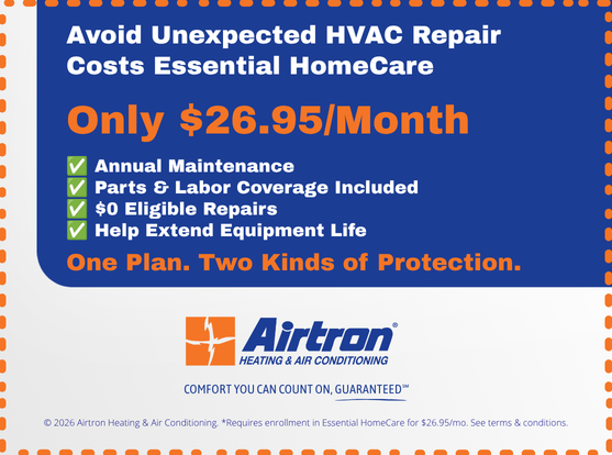 Airtron Essential HomeCare plan for parts and labor with maintenance
