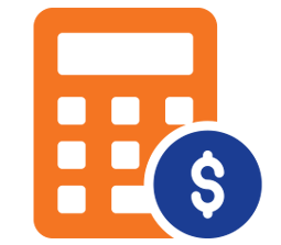 A Calculator and dollar sign icon