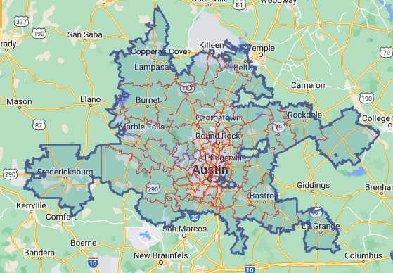 Austin Service Area Map