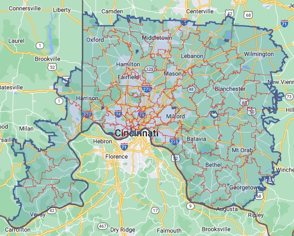 Image of Cincinnati Service Area Map