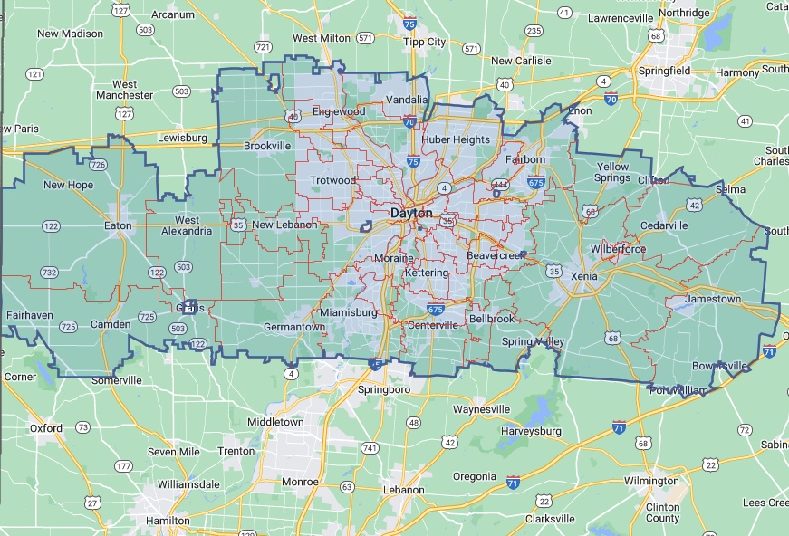 Image of Dayton Service Area Map