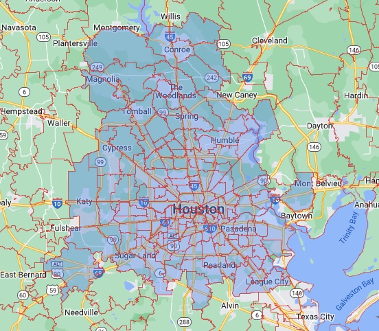 Image of Houston Service Area Map