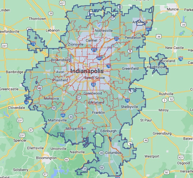 Image of Indianapolis Service Area Map