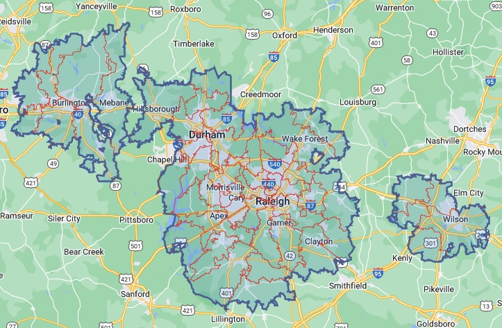 Image of Raleigh Service Area Map