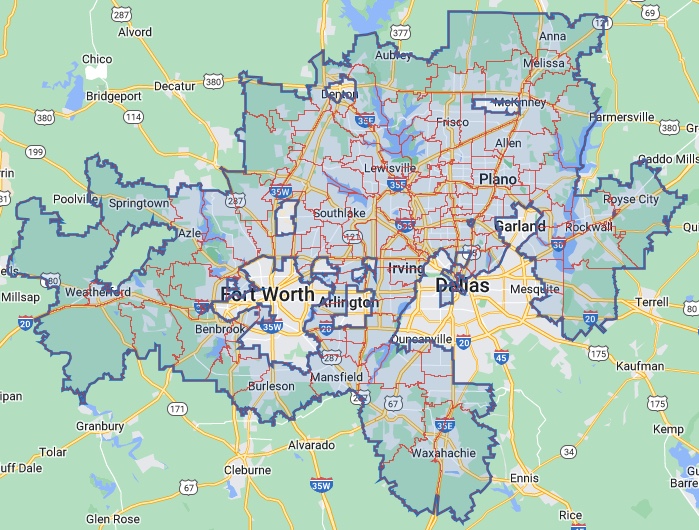 Image of Dallas Service Area Map