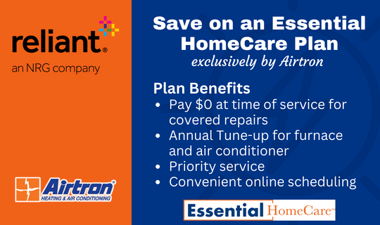 Airtron Essential HomeCare Maintenance plan special offer for Reliant Energy customers