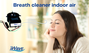 The iWave uses negative ionization to naturally remove viruses and bacteria that cause colds and flu from the air in your home